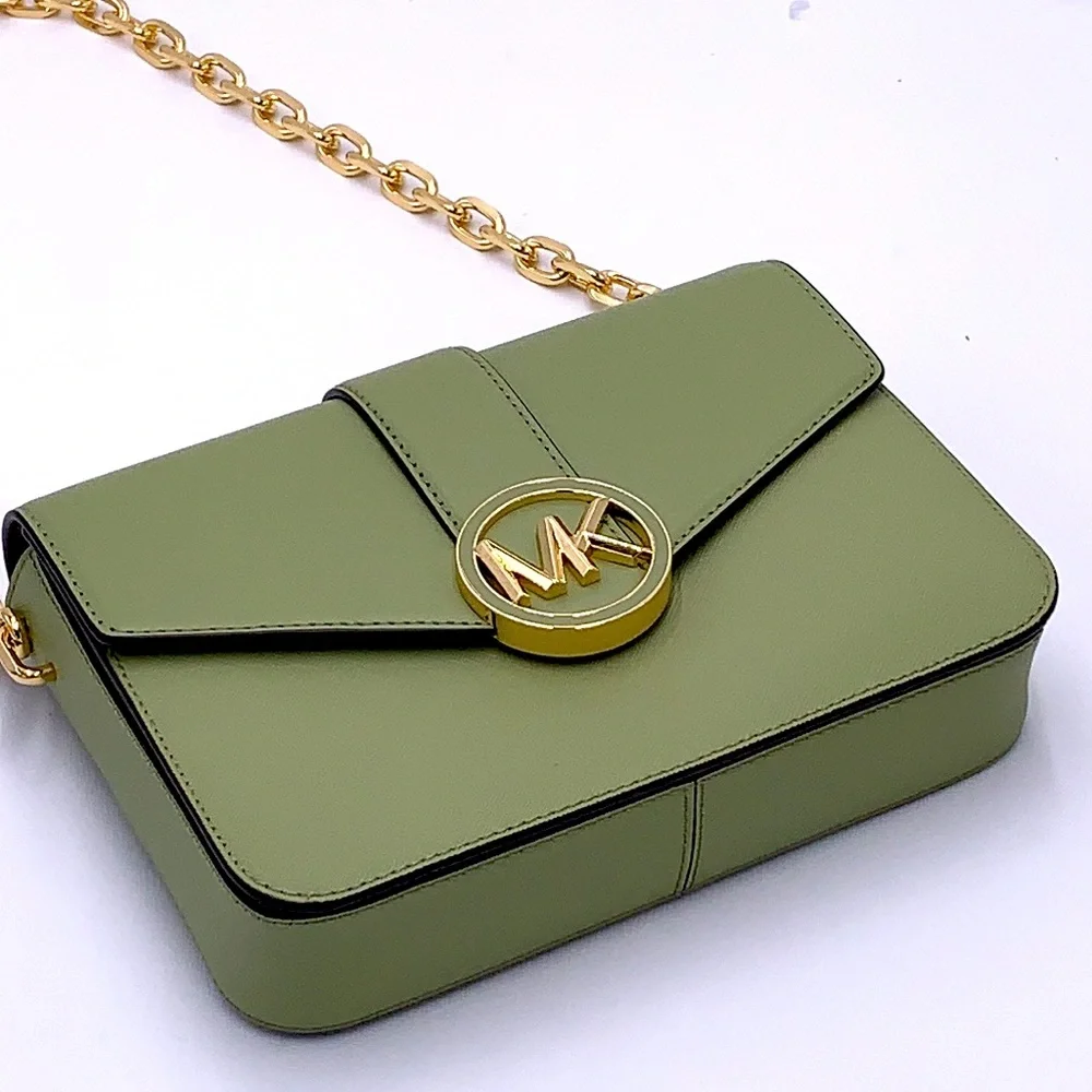 MICHAEL KORS CARMEN MEDIUM CONVERTIBLE SHOULDER BAG LIGHT SAGE COLOR - Picture 8 of 16